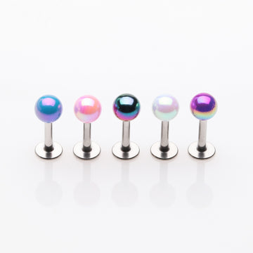 5 Pcs Pack of Assorted Color Iridescent Metallic Coated Steel Labrets